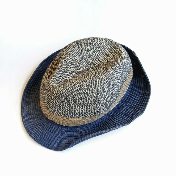 Janie Jack Straw Fedora Hat 3T Blue Chambray - Picture 1 of 5